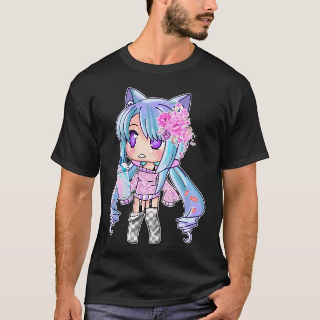 Gacha Life och Gatcha Klubb Chibi Anime Kawaii Kid T Shirt (Framsida)
