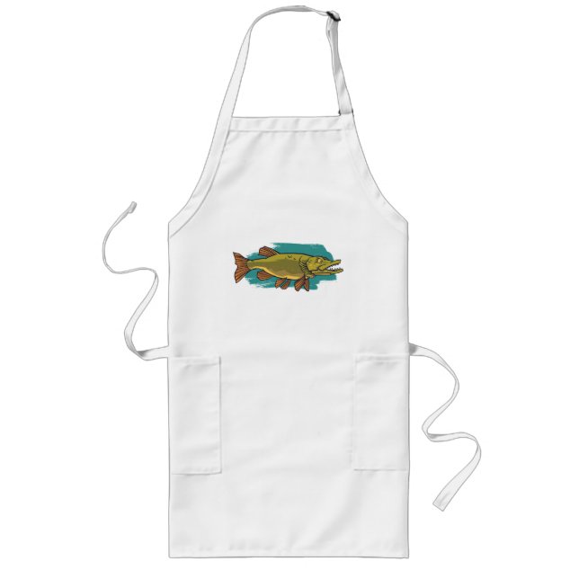 Gädda Fisk Långt Förkläde (Framsidan)