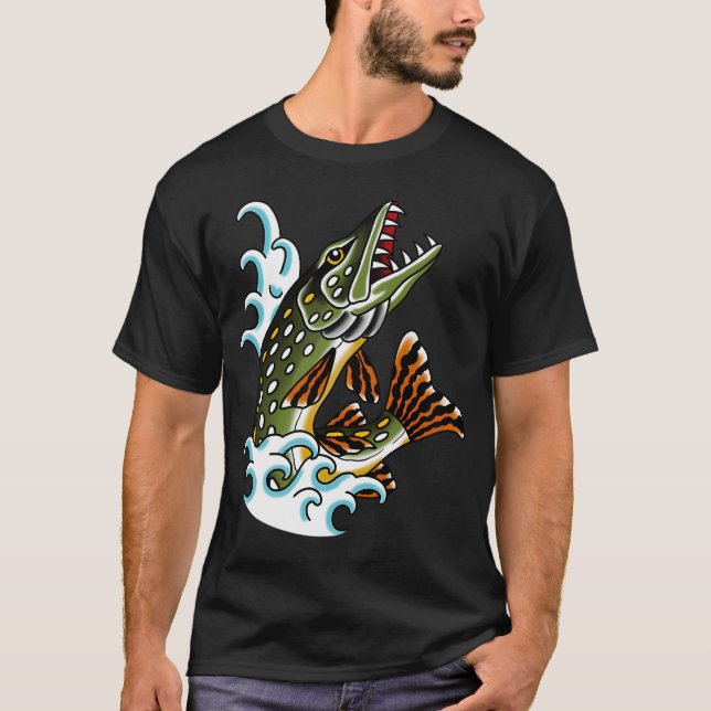 Gädda fisk t shirt (Framsida)