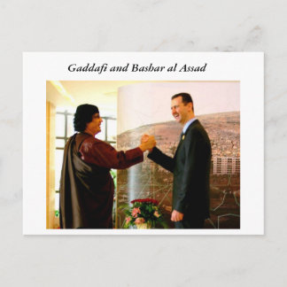 Gaddafi och Bashar al-Assad Vykort