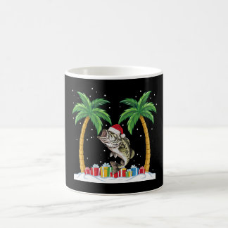 Gäddfisk Santa hatt Palmträd Strand Jul Kaffemugg