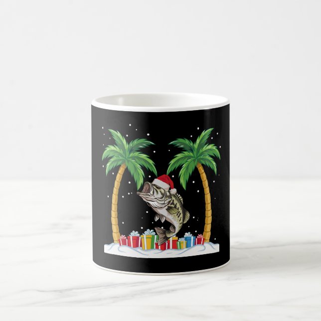 Gäddfisk Santa hatt Palmträd Strand Jul Kaffemugg (Center)