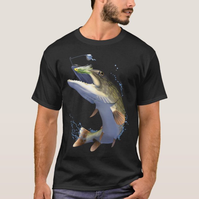 Gäddfiske Fiskare T Shirt (Framsida)