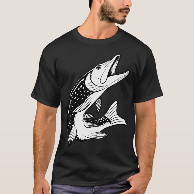 Gäddfiske - Gädda fisk T Shirt (Framsida)