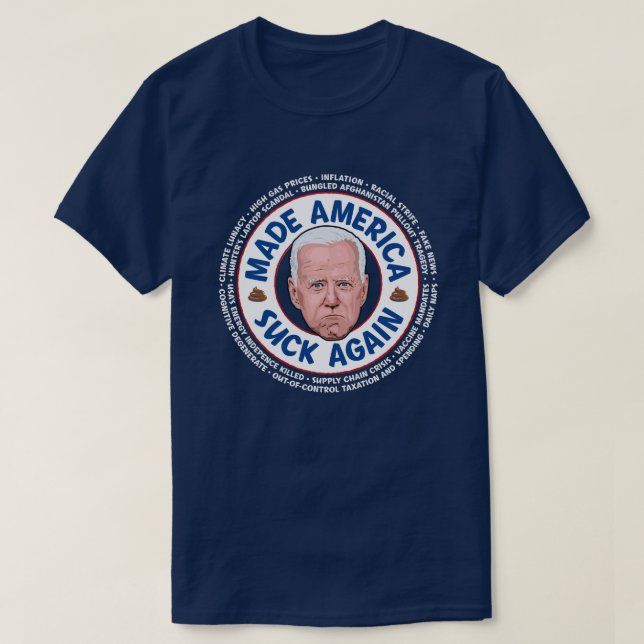 Gade America Suck igen Joe Biden Mörk T-Shirt (Design framsida)