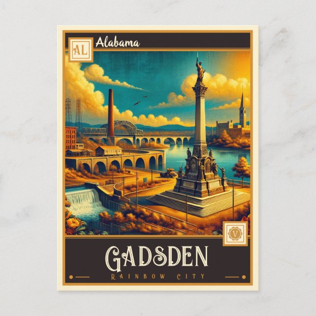 Gadsden, Alabama | VINTAGE Vykort (Framsida)
