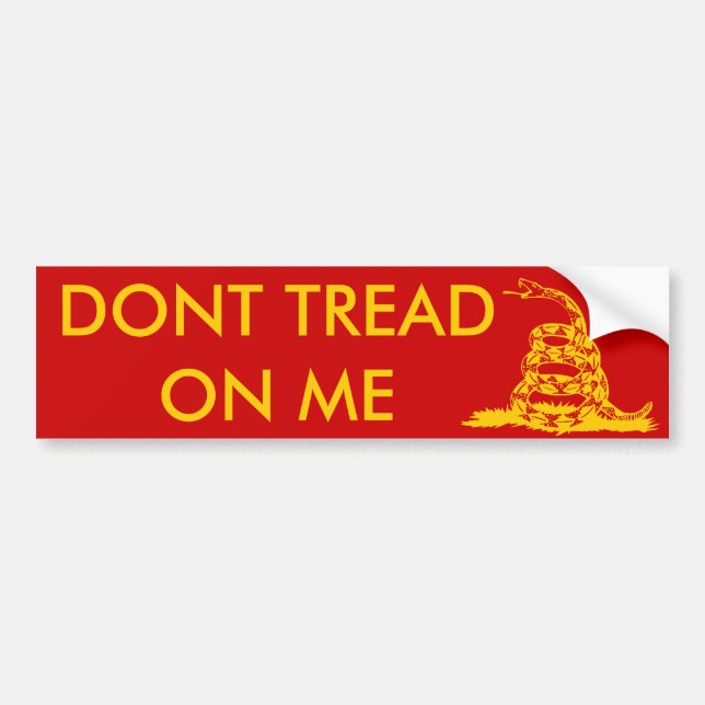 Gadsden_flag 11in gult Bumper2 på rött Bildekal (Framsidan)
