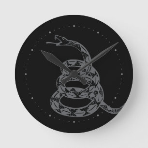 Gadsden Flag Don't Tread on Me Grå Rund Klocka