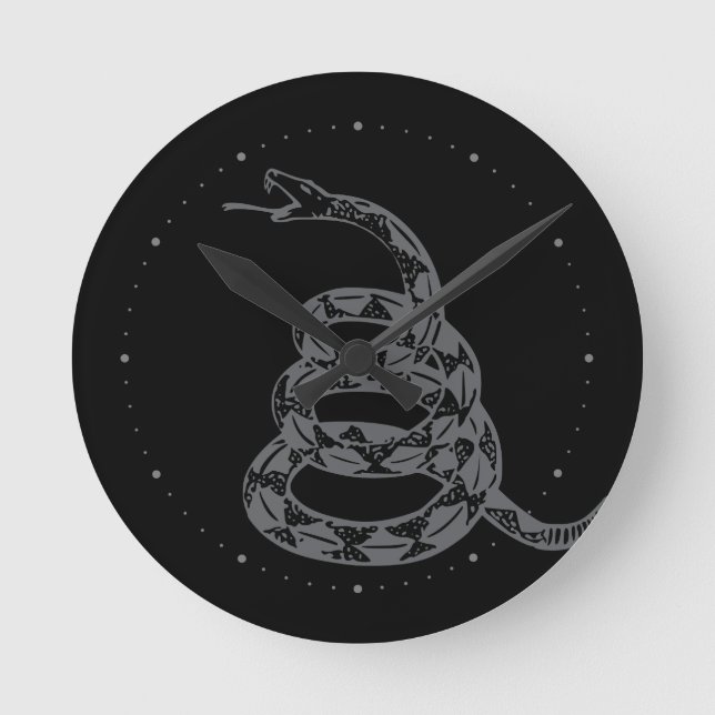 Gadsden Flag Don't Tread on Me Grå Rund Klocka (Framsida)
