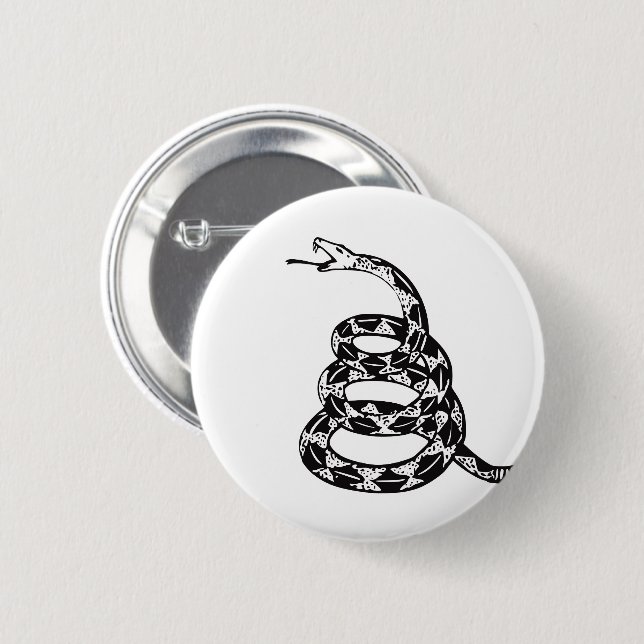 Gadsden Flag Don't Tread on Me Svart och Vitt Knapp (Framsida & baksida)