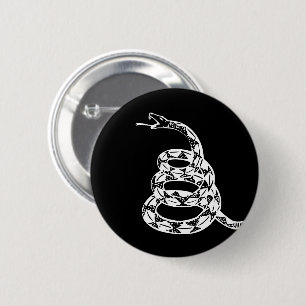 Gadsden Flag Don't Tread on Me Svart och Vitt Knapp