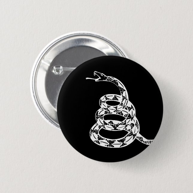 Gadsden Flag Don't Tread on Me Svart och Vitt Knapp (Framsida & baksida)