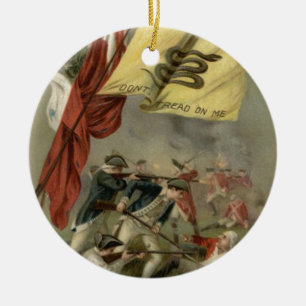 Gadsden Flagga Revolutionary Krig Bunker Backe Julgransprydnad Keramik