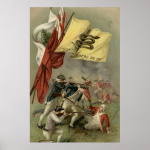 Gadsden Flagga Revolutionary Krig Bunker Backe Poster