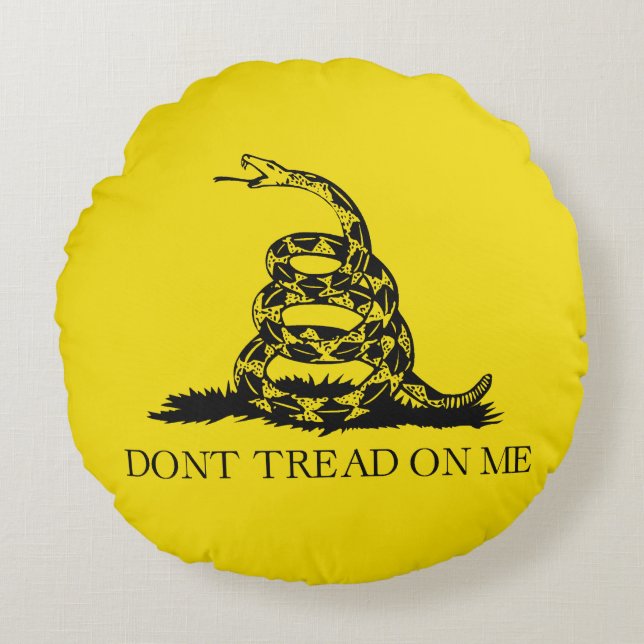 Gadsden Rattlesnake Flagga: Revolutionary Krig 177 Rund Kudde (Framsidan)