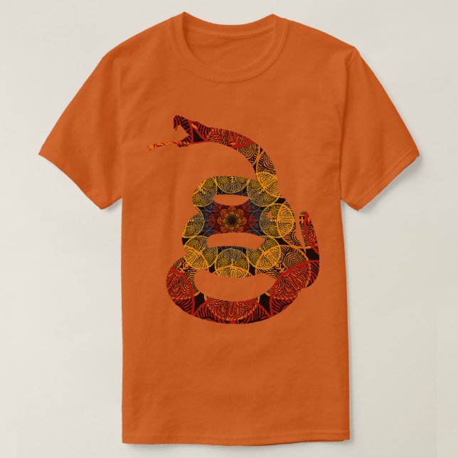 Gadsden Snake Circular Mexican Flower mönster T Shirt (Design framsida)