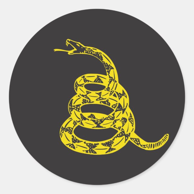 Gadsden Snake - Gult Runt Klistermärke (Framsida)