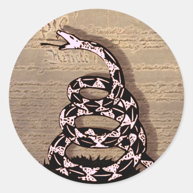 Gadsden Snake Sticker Runt Klistermärke (Framsida)