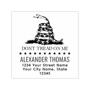 Gadsdenflagga Don’t Tread on Me Namn Returadress Självfärgande Stämpel