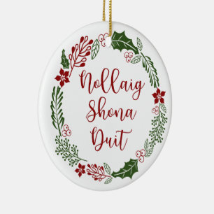Gaelic God jul Wandean, Nollaig shona duit Julgransprydnad Keramik