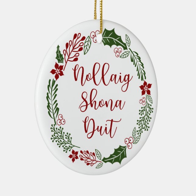 Gaelic God jul Wandean, Nollaig shona duit Julgransprydnad Keramik (Höger)