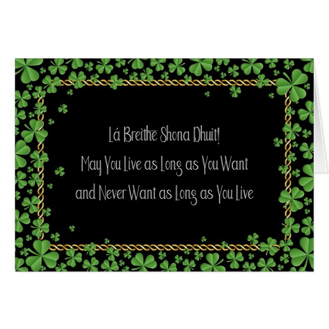 Gaelic Grattis på födelsedagen och Bluting Hälsningskort (Framsidan Horizontal)