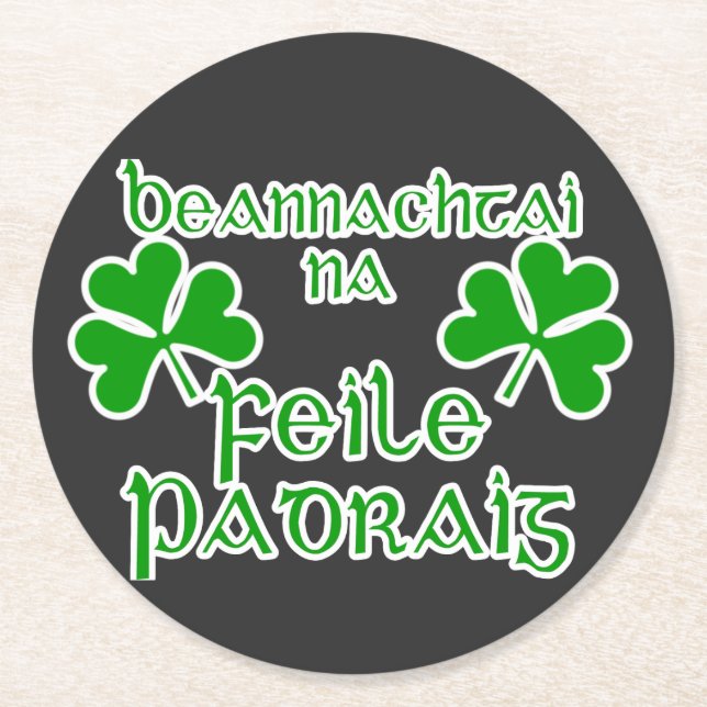 Gaelisk St. Patricks dag  Underlägg Papper Rund (Framsidan)