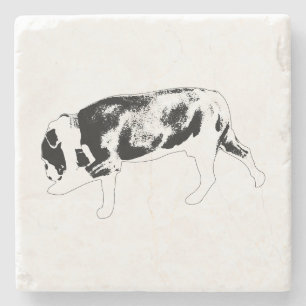 Gående Bulldog Silhuett med Texturerad Skuggning Stenunderlägg