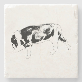 Gående Bulldog Silhuett med Texturerad Skuggning Stenunderlägg