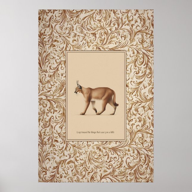 Gående Caracal Affischtryck  Neutral Vilda Djur Poster (Framsidan)