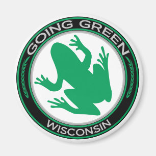 Gående grön Wisconsin groda Magnet