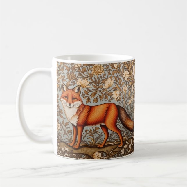 Gående räv William Morris-inspirerad  Kaffemugg (Vänster)