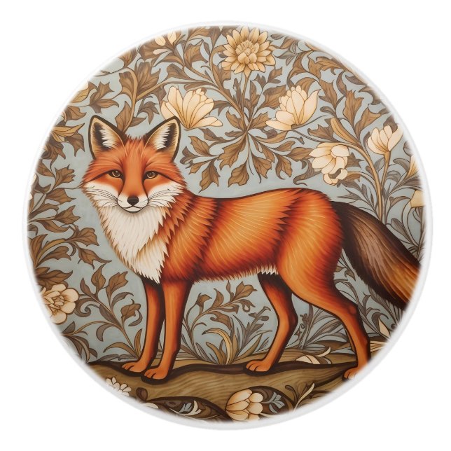 Gående räv William Morris-inspirerad  Knopp (Framsidan)