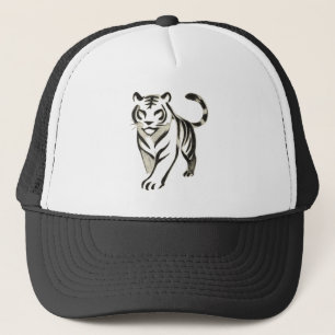 Gående Tiger Ritning - Bläckpenseldesign på Keps