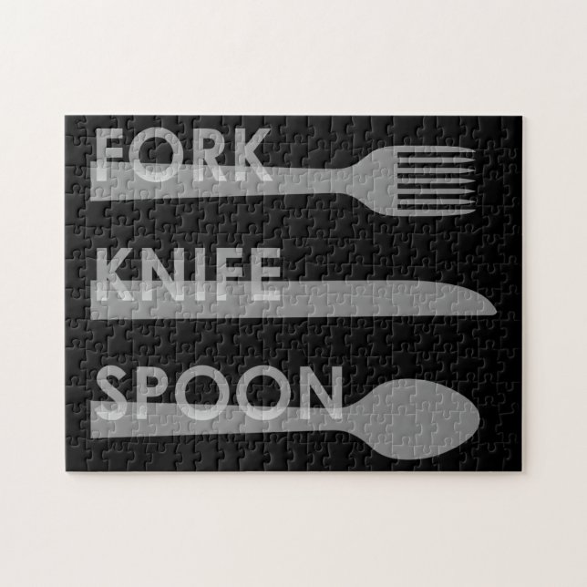 Gaffel Kniv Sked Pussel (Horisontell)