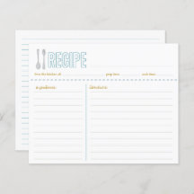 Gaffel och sked Blå Gul Receptkort