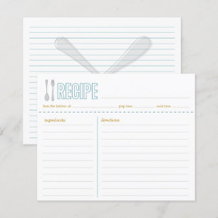 Gaffel och sked Blå Gul Receptkort