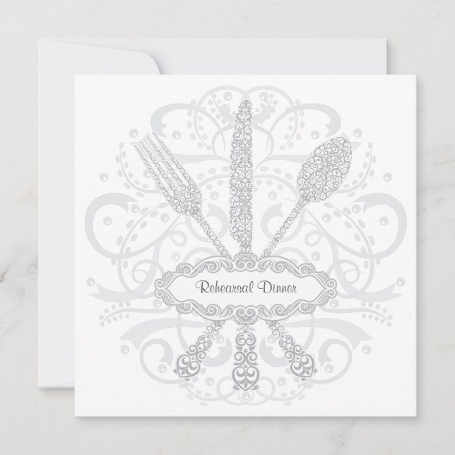 Gaffel Sked Kniv Rehearsal Middagsinbjudan Inbjudningar (Framsida)