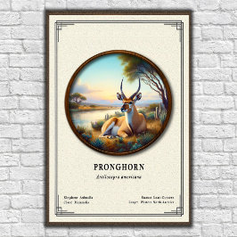 Gaffelantilop (amerikansk antilop) Zoologisk Serie Poster