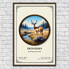 Gaffelantilop (amerikansk antilop) zoologisk serie poster
