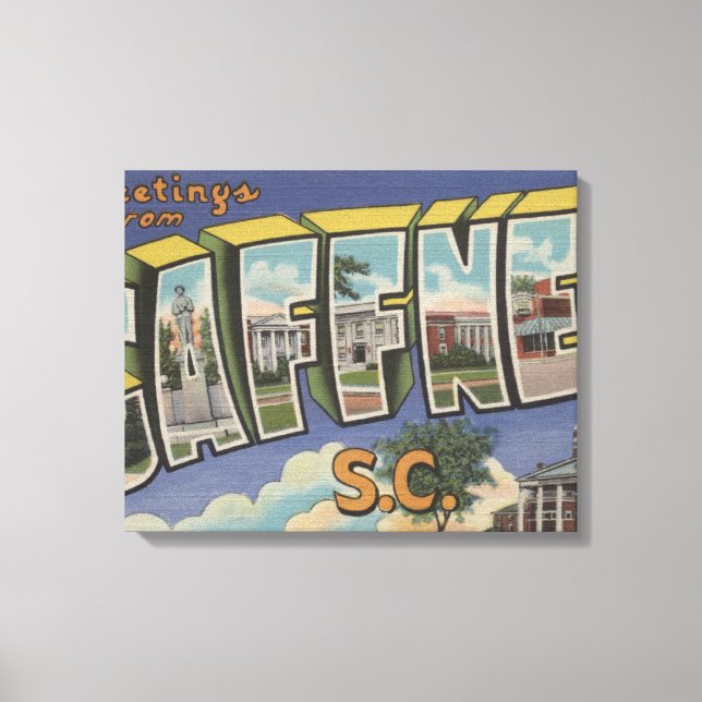 Gaffney, South Carolina - Large Brev Scenes Canvastryck (Framsida)