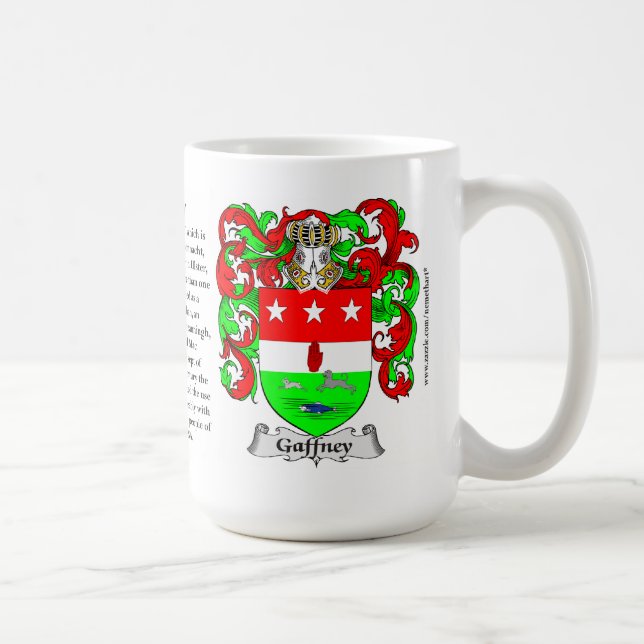 Gaffney, ursprung, det menande och vapenskölden kaffemugg (Höger)