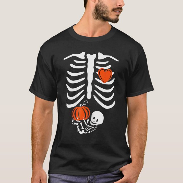 Gag Thanksgiving Pregnancy Announcement  Skeleton  T Shirt (Framsida)