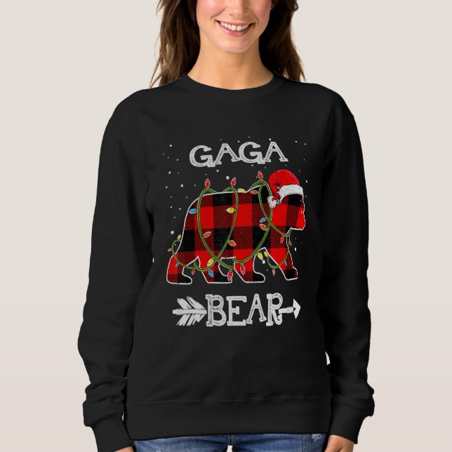 Gaga Bear  Red Buffalo Plaid Mom Bear Pajama T Shirt (Framsida)