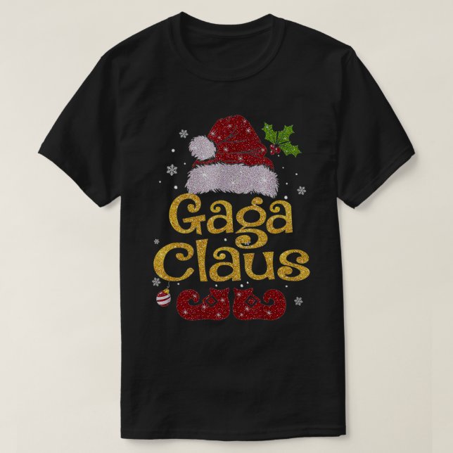 Gaga Claus jul-familjen Pajama Matching Julafton T Shirt (Design framsida)