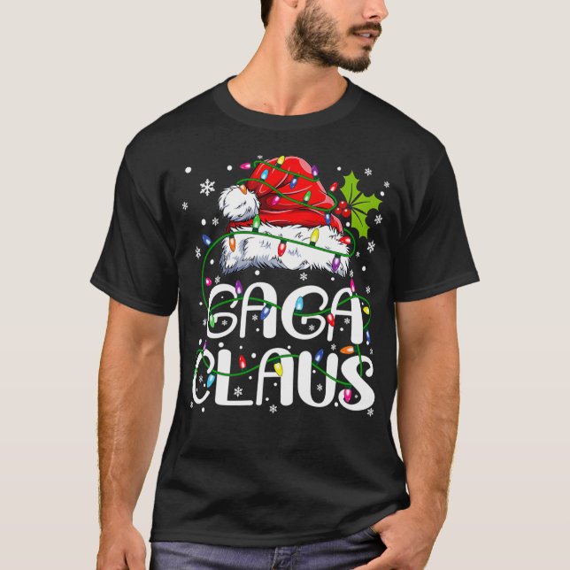 Gaga Claus jul Ljus Pajama Family Matchin T Shirt (Framsida)