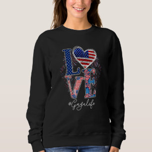 Gaga Life 4:e juli Kärlek Heart American Flagga Fa T Shirt