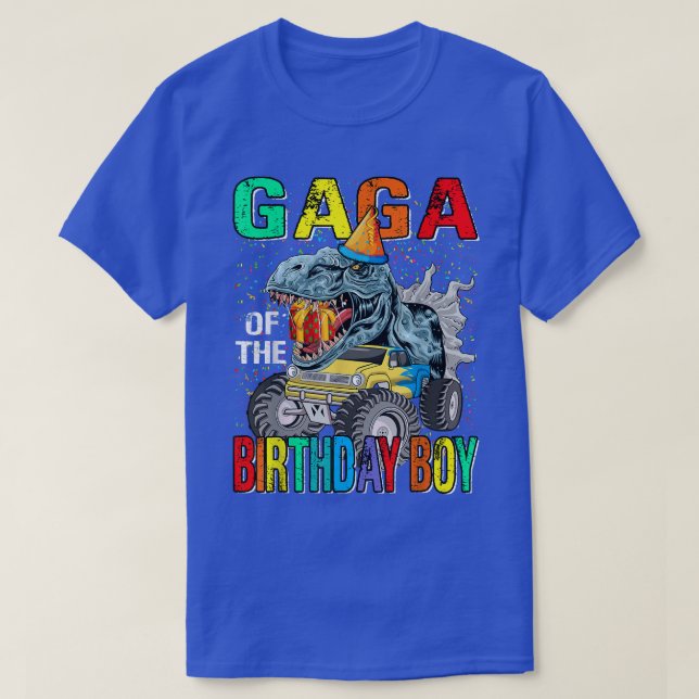 Gaga Of The Birthday Boy Monster Truck Dinosaur  T Shirt (Design framsida)
