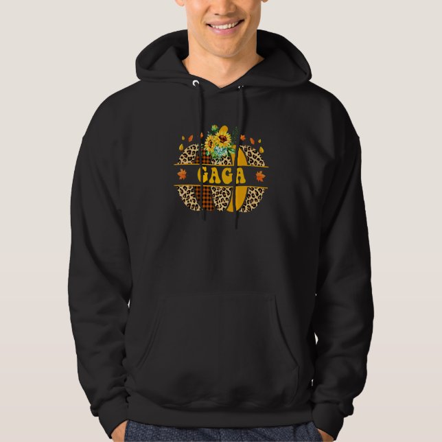 Gaga Pumpa Leopard Solros Höst Tacksgiving Hoodie (Framsida)