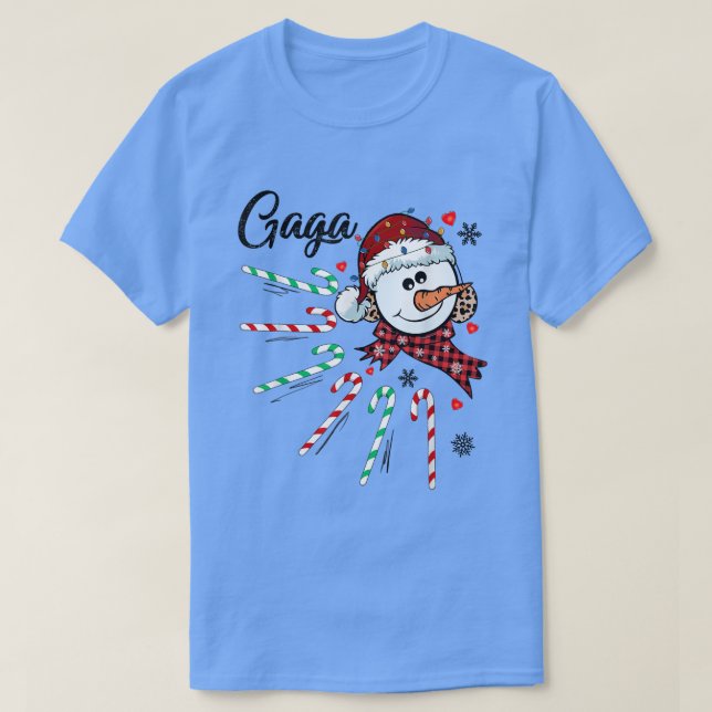 Gaga Snowman Candy Cane Christmas Xmas Funny  T Shirt (Design framsida)